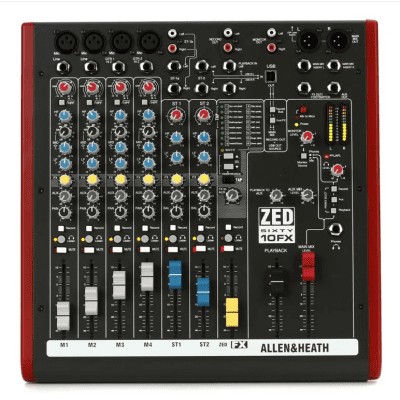 Allen & Heath ZED-60-10FX 10-Channel Mixer w/ 60mm Faders