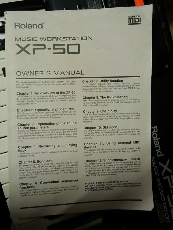 Owner's manual Original ROLAND XP50 XP 50 UK English VG Condition image 1