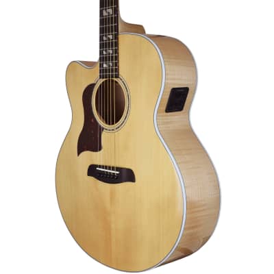 Sawtooth Solid Spruce Top Left-Handed Jumbo Cutaway 6 String Acoustic Electric Guitar with Flame Maple Back and Sides image 5