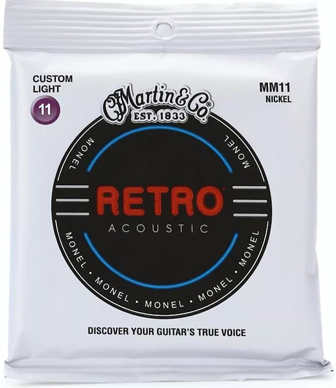(Box of 10 Sets) Martin MM11 Retro Acoustic Guitar Strings - .011-.052 Custom Light image 1