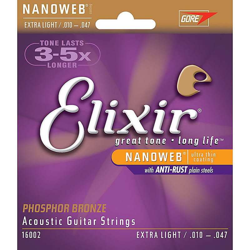 Elixir Acoustic Phosphor Bronze w/ NANOWEB Coating Extra Light .010-.047 image 1