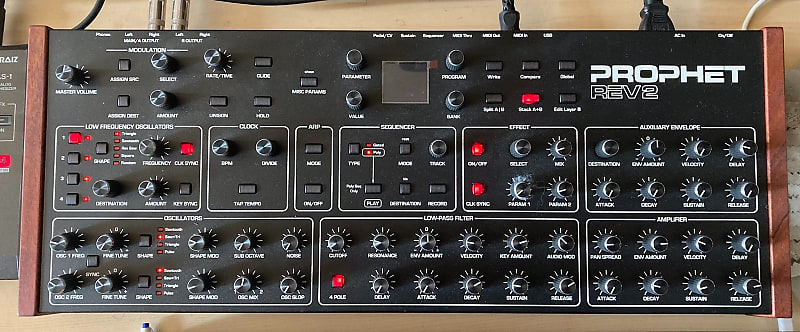 Sequential Prophet Rev2 Desktop 8-Voice Polyphonic Synthesizer 2018 - Present - Black with Wood Sides image 1