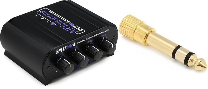 ART SPLITMix4 Passive 4-channel Mixer / Splitter  Bundle with Hosa GHP-105 3.5mm TRS Female to 1/4-inch TRS Male Headphone Adapter image 1
