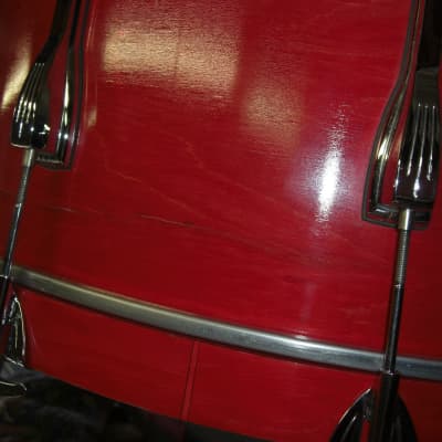 Ludwig Classic Maple 90s Flame Red Shadow Bass Drum 24X16, looks and sounds Great! image 14