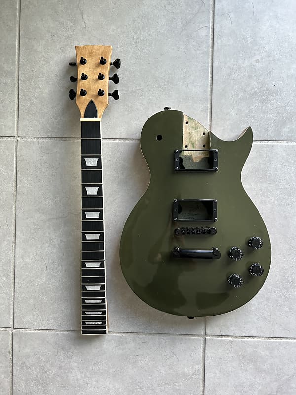 Harley Benton Les Paul body and neck kit Olive Drab green Reverb