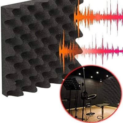 6 Pack 2"x12"x12" Soundproofing Foam Acoustic Eggcrate Tiles Studio Foam Sound Wedges image 2