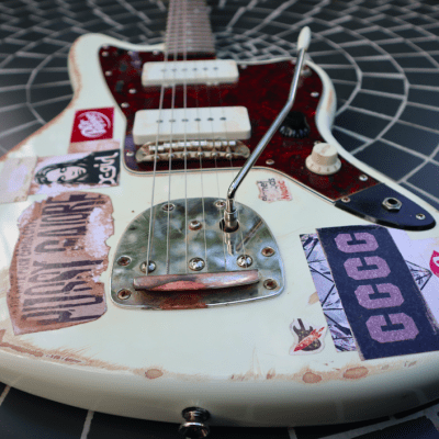 Squier Jazzmaster with beautiful relic and Thurston Moore vibe custom 1 off decals image 1