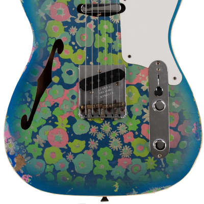 Fender Custom Shop LTD Double Esquire Thinline Custom Relic, Blue Flower image 3
