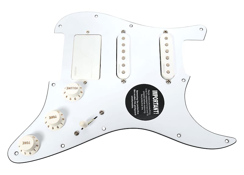 920D Custom S Style Loaded Pickguard HSS Fishman Fluence w/2 Voice & Hi  Freq Tilt White/White