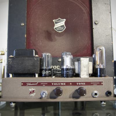 1950s Bell & Howell Film-O-Sound Tube Guitar Amp (3) 6V6s & Matching 12" Speaker & Cabinet for sale