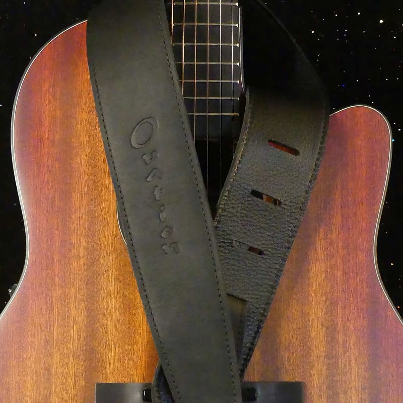 Ovation Black Premium Ball Glove Leather Guitar Strap Bass Reverb