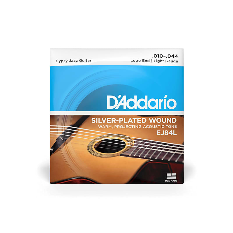 D'Addario EJ84L Light Gauge Silverplated Wound Loop End Gypsy Jazz Guitar Strings 10-44 image 1