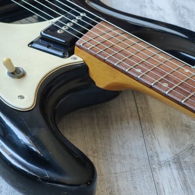 1960's Morales Japan (Mosrite) Ventures Offset Guitar (Gloss Black) image 6