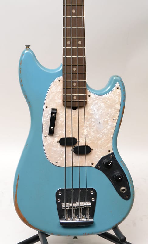 Fender Justin Meldal Johnsen JMJ Road Worn Mustang Bass Daphne Blue Rosewood Fingerboard image 1