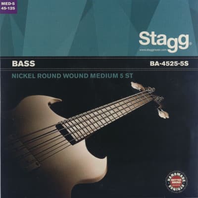 Stagg BA-4525-5S - Jeu de cordes en acier nickelé, filé rond pour guitare basse à 5 cordes for sale