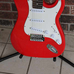 Mahar Red Sparkle Finish Stratocaster Strat Model 6 String Electric Guitar Reverb