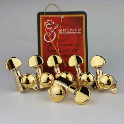 Grover 505G6 Mini Roto-Grip Locking Rotomatic Tuners 6 In-Line Gold Finish image 6