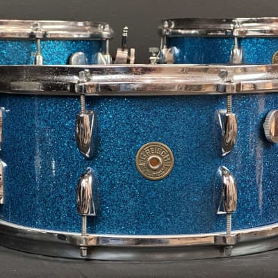 Gretsch Round Badge Blue Sparkle snare drum trio 4x14, 5.5x14, 6.5x14 image 4