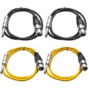 4 Pack of 1/4 Inch to XLR Female Patch Cables 3 Foot Extension Cords Jumper - Black and Yellow