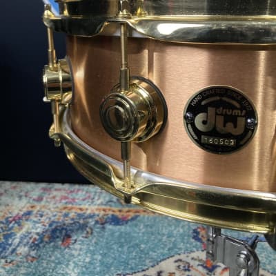 DW 5.5"x14" Heavy Brushed Bronze Snare Drum, With Gold Hardware 2000s? - Brushed Bronze image 4