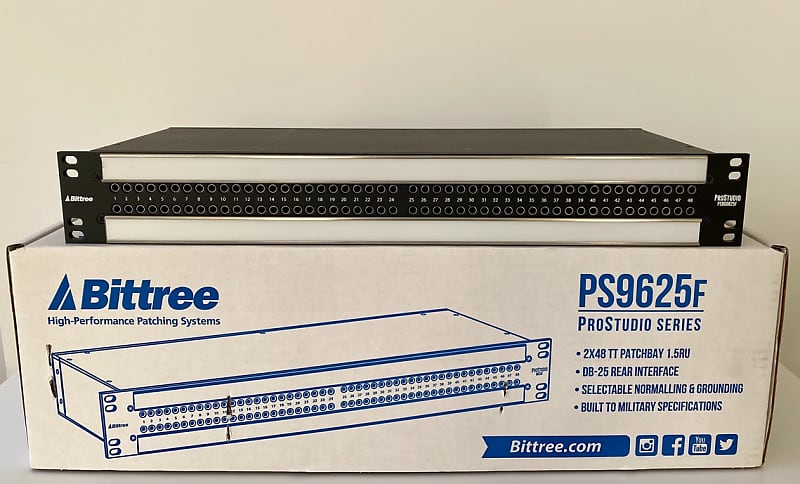 Bittree ProStudio 9625F 2x48 96 Point TT Patchbay  With Set of TT Cables Included image 1