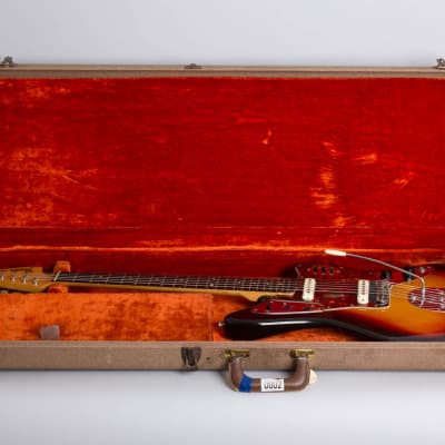 Fender  Jaguar Solid Body Electric Guitar (1962), ser. #91240, original brown tolex hard shell case. image 10