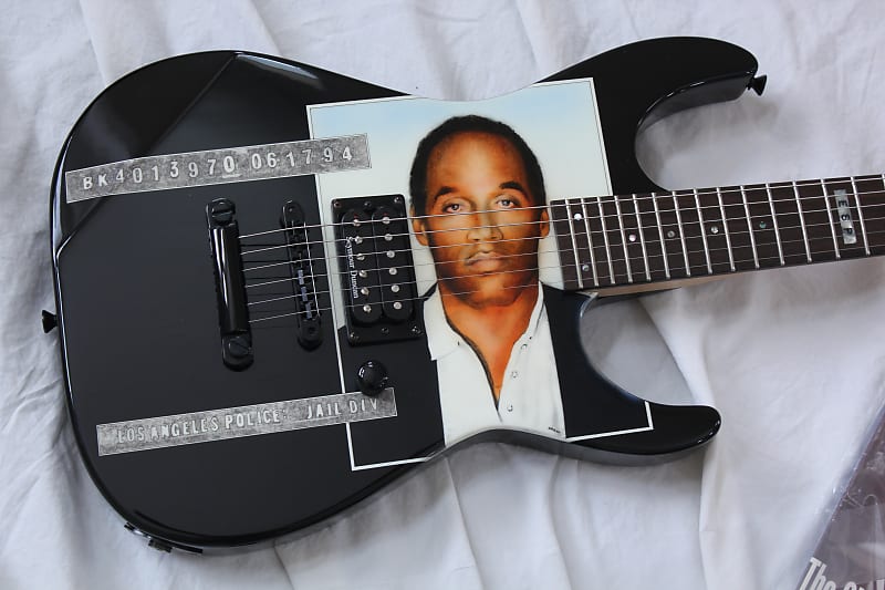 1995 ESP M-II Deluxe Custom Shop OJ Simpson Mugshot Chris Compston Artwork Electric Guitar + OHSC image 1
