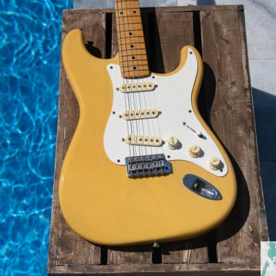 1994 Fender 40th Anniversary '54 Stratocaster Reissue - ST54-70AS Premium Ash Body / Foto Flame Neck - Made in Japan - American Blonde Finish image 6