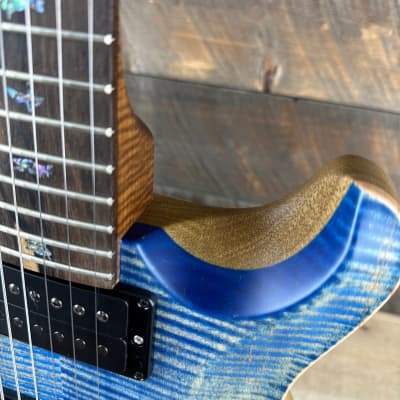 PRS Wood Library Custom 24 Semi-Hollow Flame Maple 10 Top, Korina Back, Torrified Maple Neck, Ziricote FB - Faded Blue Jean Satin 391870 image 9