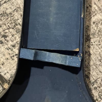 Vintage 1960’s Guitar Case Chipboard Cardboard Black w Blue Interior Worcester Epiphone Gibson SG Harmony Kay Silvertone image 7