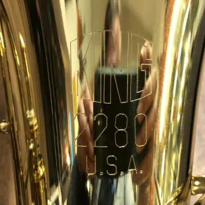 1982 King USA Legend Series 2280 Intermediate Model Gold Lacquered Bb Euphonium with Case & Mouthpiece image 3