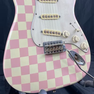Custom/Hybrid Stratocaster, Relic, Checkerboard Aged Shell Pink over Aged Vintage White image 1