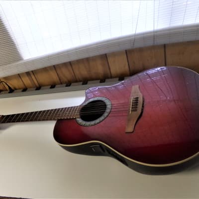 Ovation  6751 Standard Balladeer/12 String Electric Acoustic Guitar Red Burst image 10