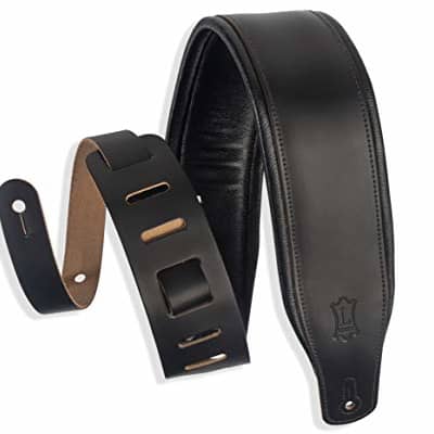 Levy's Leathers 3" Wide Amped Leather Series Guitar Strap with Foam Padding and Garment Leather Backing; Black (M26PD-BLK) image 1