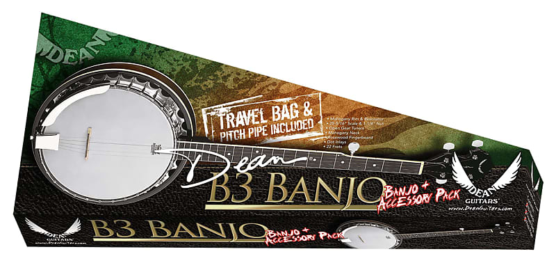 Dean B3 Banjo Pack w/Gig Bag Strap & Pitch Pipe image 1