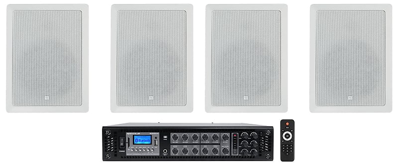 (4) JBL CONTROL 128 WT 8&quot; 50w Commercial 70v In-Wall Speakers+Amp For Restaurant  			