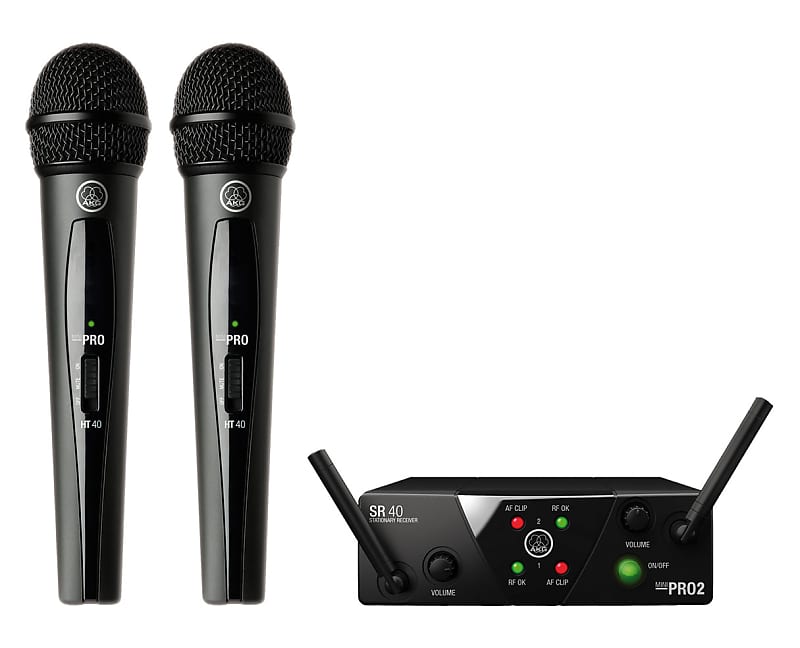 AKG WMS40 Mini Dual Vocal Set Wireless Handheld Microphone System (Band A/C) image 1