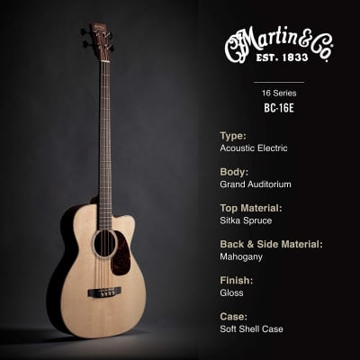 Martin BC-16E Acoustic-Electric Bass Guitar - Natural image 5