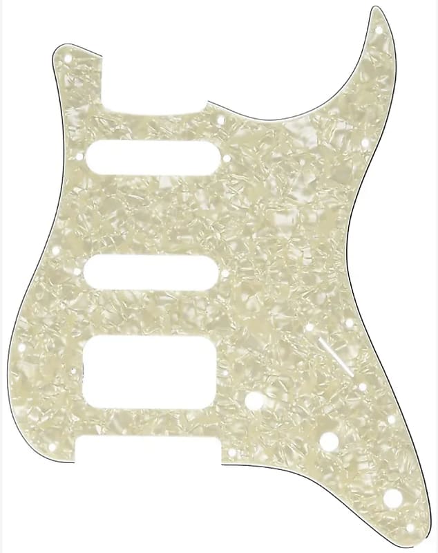 Fender HSS Stratocaster Pickguard Aged White Pearl 0991338000 image 1