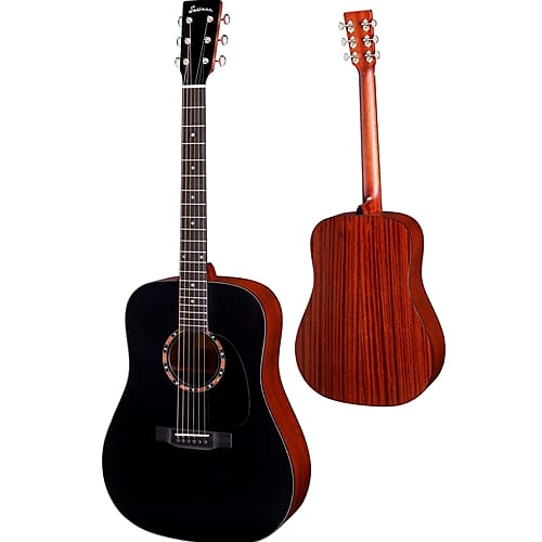 Eastman E2D-BK Solid Cedar/Sapele Dreadnought Black Top Acoustic Guitar image 1