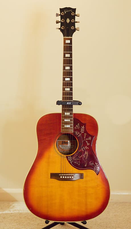 Vintage 1974 Gibson Hummingbird Custom Cherry Sunburst with original hard case image 1