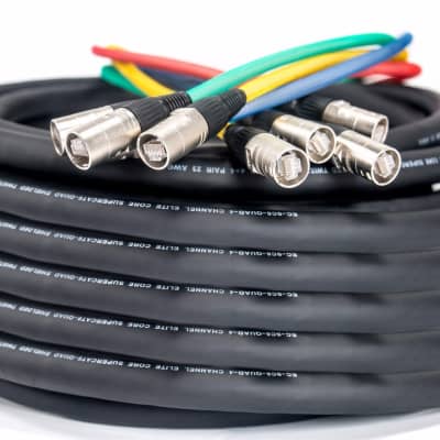 Elite Core SUPERCAT6-QUAD-FAN-250 Shielded Quad CAT6 Cable with 2' Fantails on each end. Terminated with Tactical Ethernet. image 1