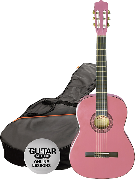 Ashton CG44PK Full Size Classical Guitar Starter Pack Pink Reverb
