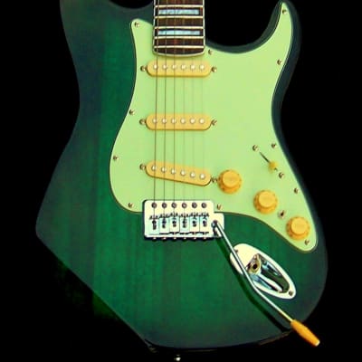 X-Light Green Burst Strat-Custom 22 fret Bound Rosewood/Maple Strat+7 Sound Switch+T-Bleed+BridgeTone+Frets leveled, Crowned and Polished with Mint Green Guard image 4
