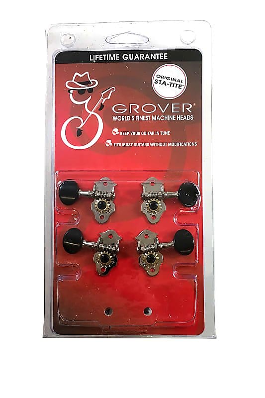Grover StaTite Geared Ukulele Tuning Pegs Black Buttons Reverb