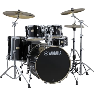Yamaha Stage Custom Birch Hand Lacquered Finish 5-Piece Drum Shell Pack with 22-Inch Base Drum, 1.5mm Steel Triple Flange Hoop, and Separate Lug (Raven Black)