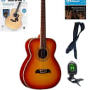 Oscar Schmidt OF2 Folk-Size Acoustic Guitar - Cherry Sunburst Book Bundle, OF20CS PACKBK