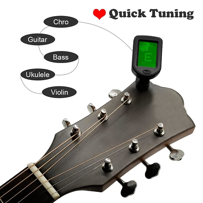 Professional Clip-On Guitar Tuner For Acoustic/Electric Guitar, Ukulele,  Violin, Bass, Banjo & Chromatic Tuning Modes (1 Pack)