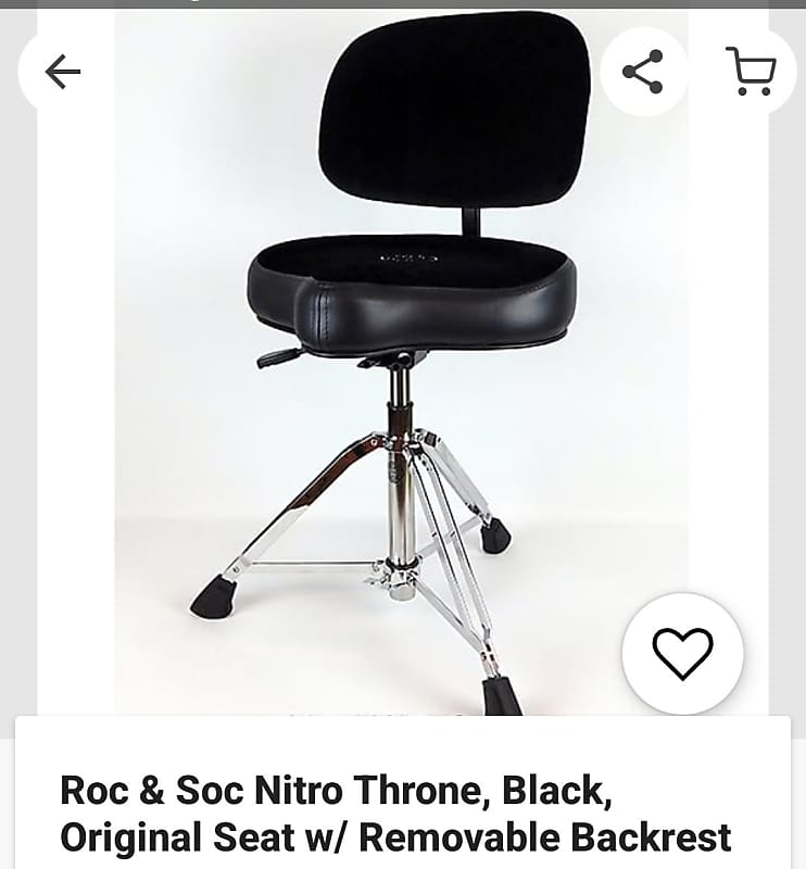 Roc N Soc Nitro Drum Throne with Backrest 2022 Black Reverb