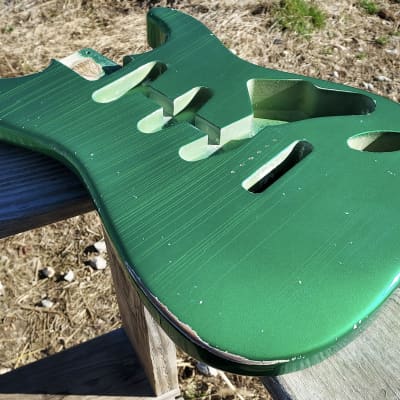 4lbs 1oz BloomDoom Nitro Lacquer Aged Relic Candy Apple Green S-Style Vintage Custom Guitar Body image 2